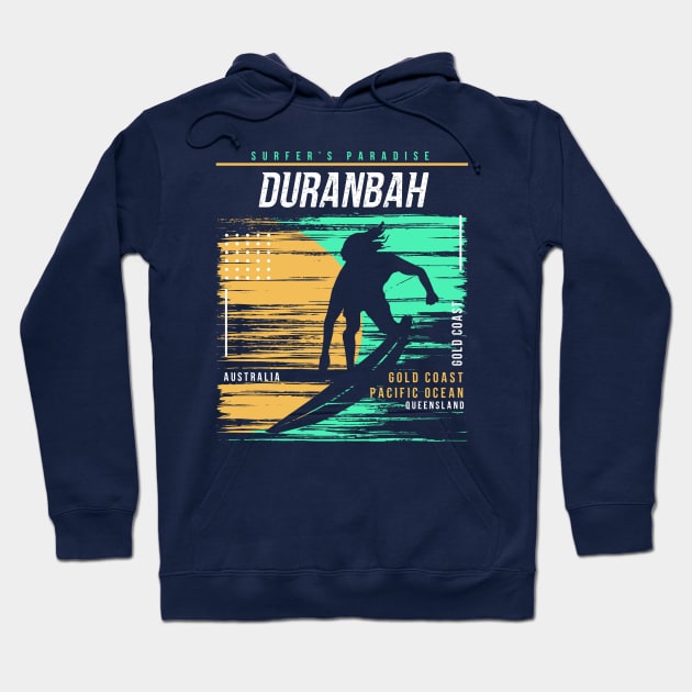 Retro Surfing Duranbah Gold Coast Australia // Vintage Surfer Beach // Surfer's Paradise Hoodie by Now Boarding